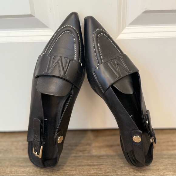 New Without Box Max Mara Black Leather Slingbacks Size: EU39 US8.5 Spring - Picture 7 of 15